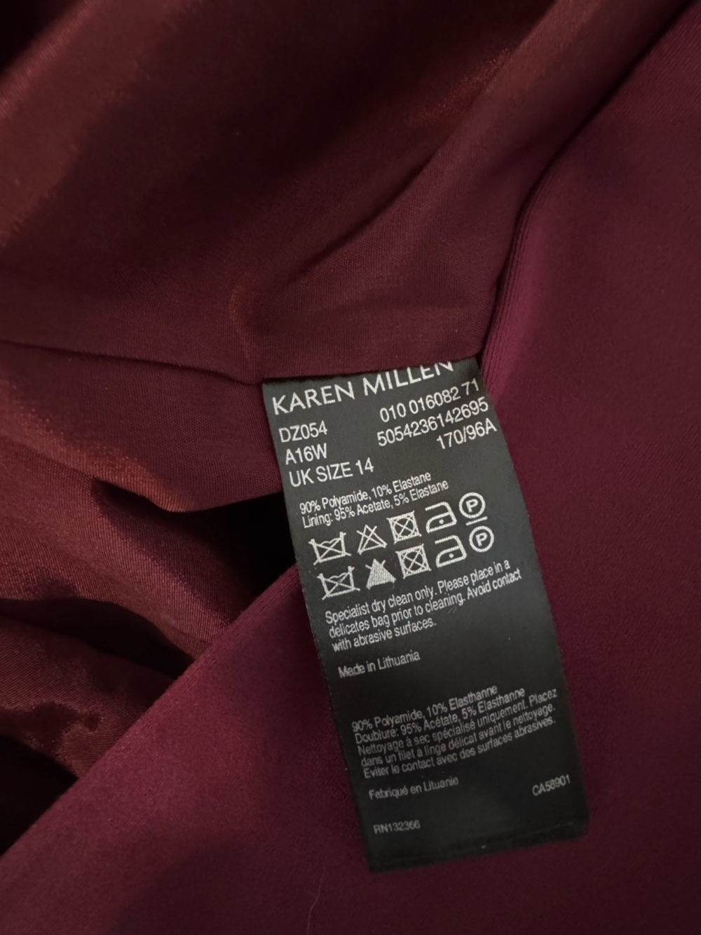 Karen Millen Dress Plum Sleeveless Midi Sheath Ponte Knit Tailored 10 - Picture 10 of 14